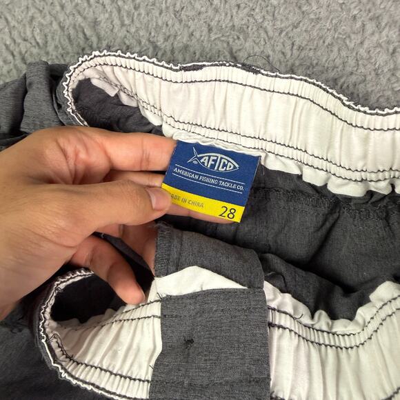 Aftco Shorts Mens 28 Gray Cargo Pockets 7.5" Fishing Hybrid Nylon M01 - Picture 3 of 8